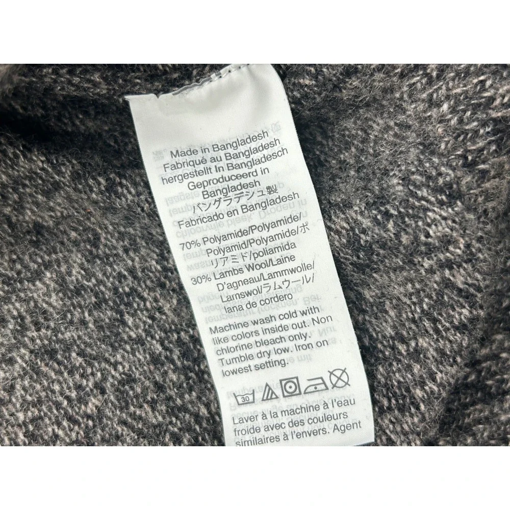 J.Crew Mens Gray Marl Lambswool Blend Shawl Collar Button Sweater Large #0852